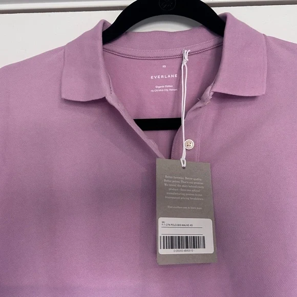 Everlane Organic Cotton Polo Top Shirt Mauve Size Small Nwt - Picture 3 of 9